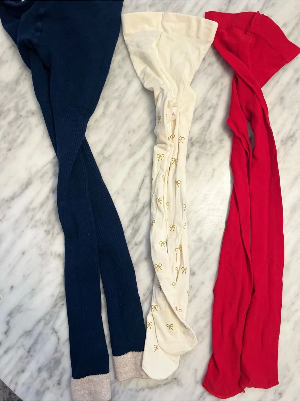 Girls Tights – Red, Navy, and Cream Pack